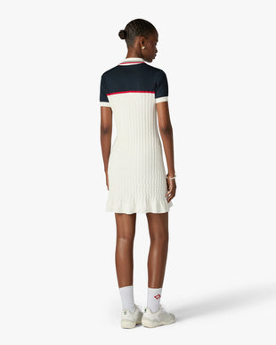 Cream & Navy Knit Tennis Polo Mini Dress