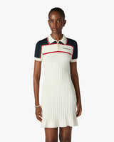 Cream & Navy Knit Tennis Polo Mini Dress