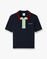 Navy Merino Short Sleeve Polo Shirt