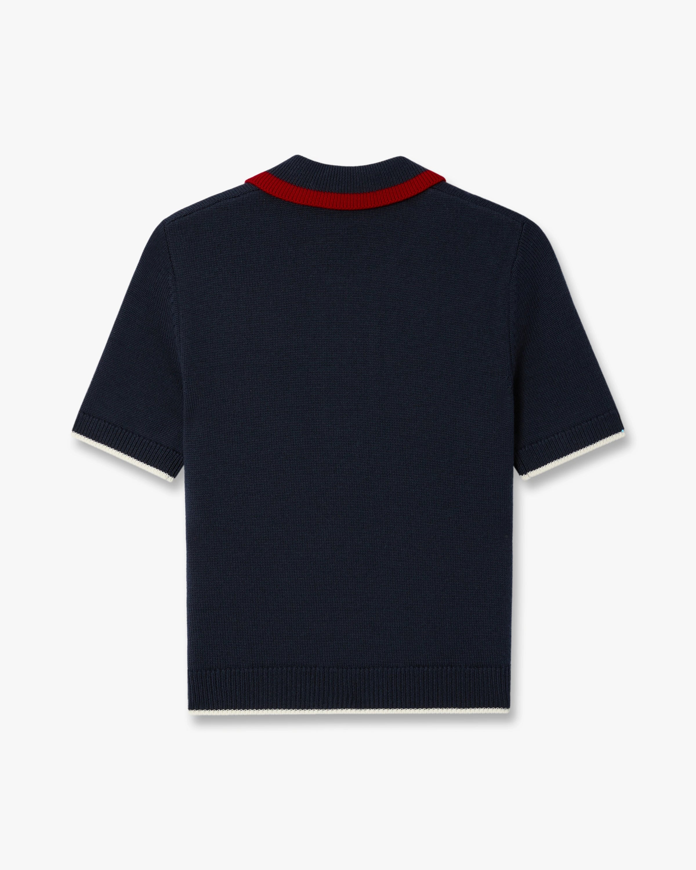 Navy Merino Short Sleeve Polo Shirt
