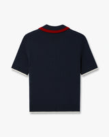 Navy Merino Short Sleeve Polo Shirt