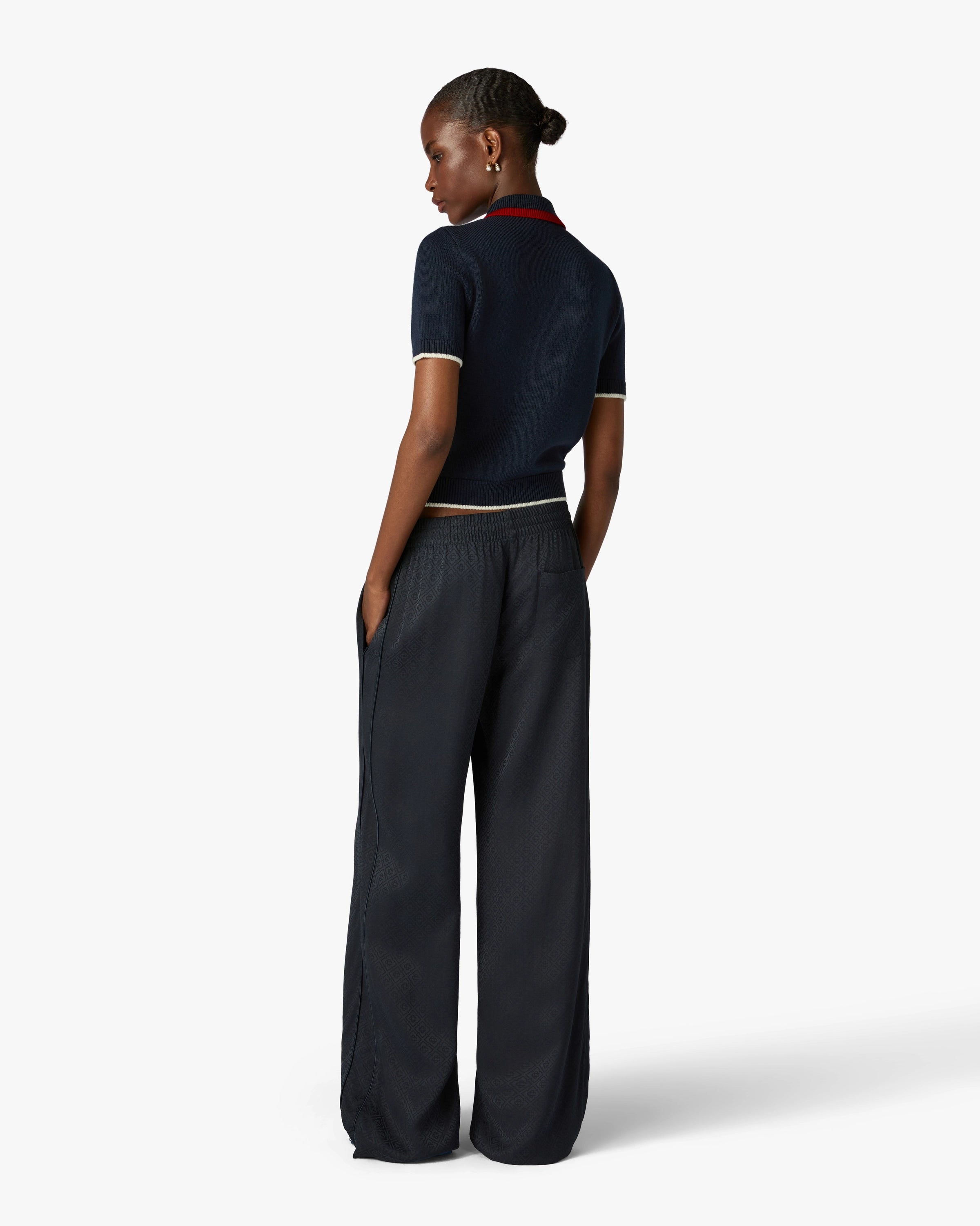 Navy Merino Short Sleeve Polo Shirt