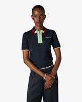 Navy Merino Short Sleeve Polo Shirt