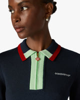 Navy Merino Short Sleeve Polo Shirt