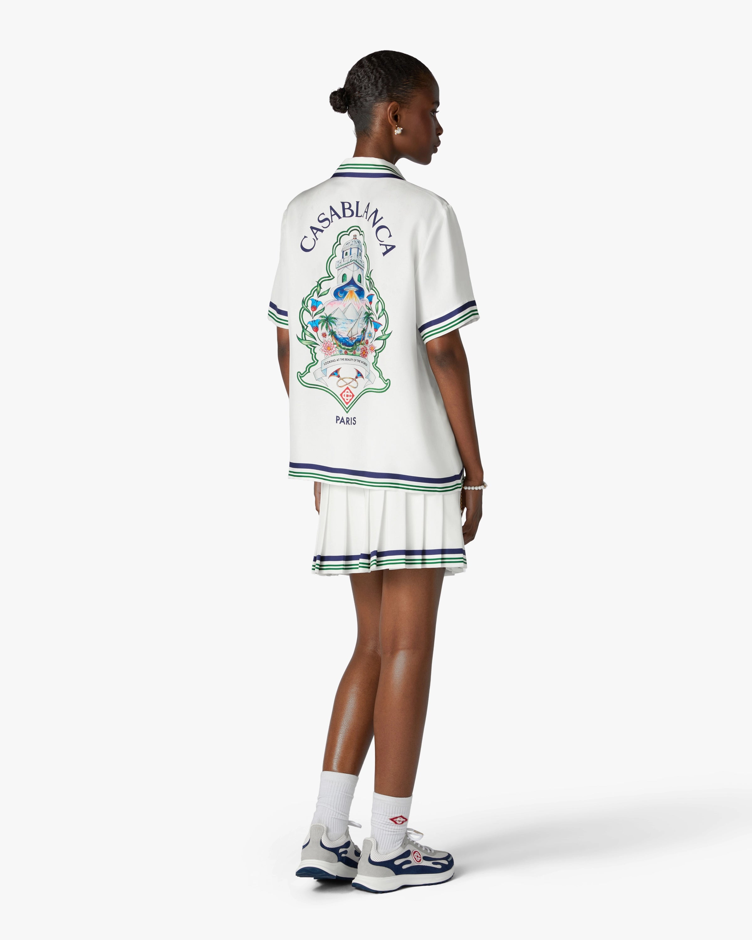 White Hotel Emblem Short Sleeve Silk Shirt