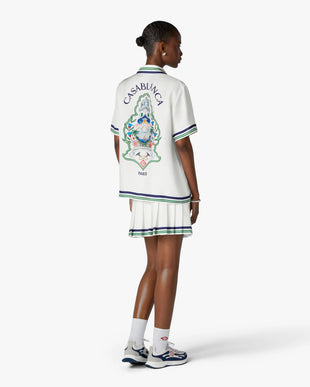 White Hotel Emblem Short Sleeve Silk Shirt