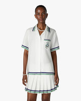White Hotel Emblem Short Sleeve Silk Shirt