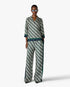 Green & Navy Check Monogram Pyjama Long Sleeve Silk Shirt