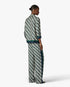 Green & Navy Check Monogram Pyjama Long Sleeve Silk Shirt
