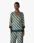 Green & Navy Check Monogram Pyjama Long Sleeve Silk Shirt