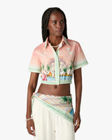 Pink Ethereal Cotton Cropped Long Sleeve Shirt