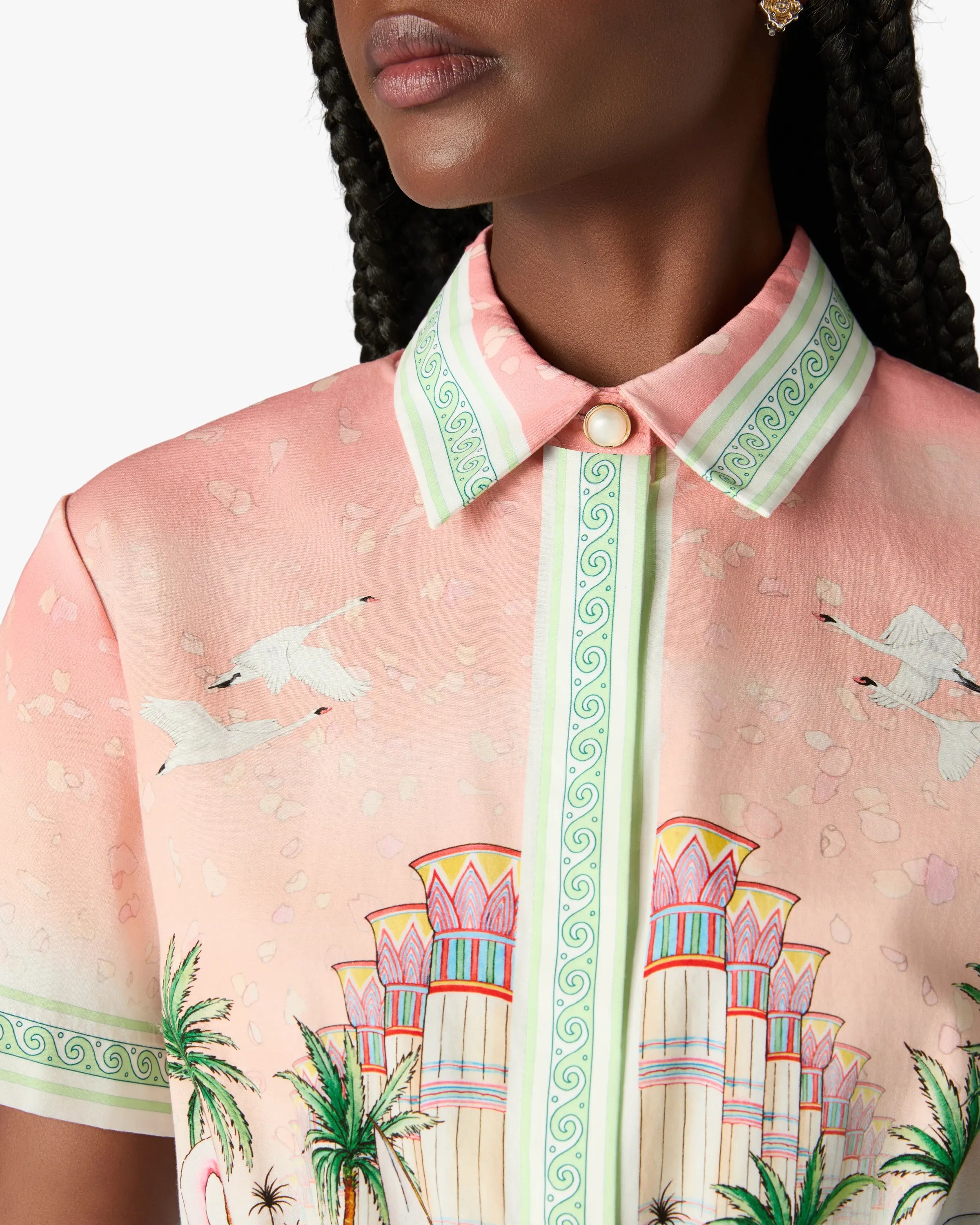 Pink Ethereal Cotton Cropped Long Sleeve Shirt