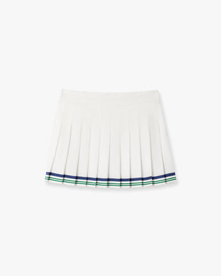 White Hotel Emblem Pleated Mini Silk Skirt