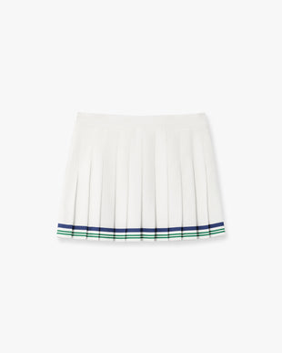 White Hotel Emblem Pleated Mini Silk Skirt