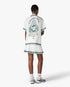 White Hotel Emblem Pleated Mini Silk Skirt