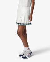 White Hotel Emblem Pleated Mini Silk Skirt