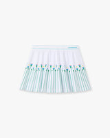 White Floral Stripe Sporty Tennis Mini Skirt