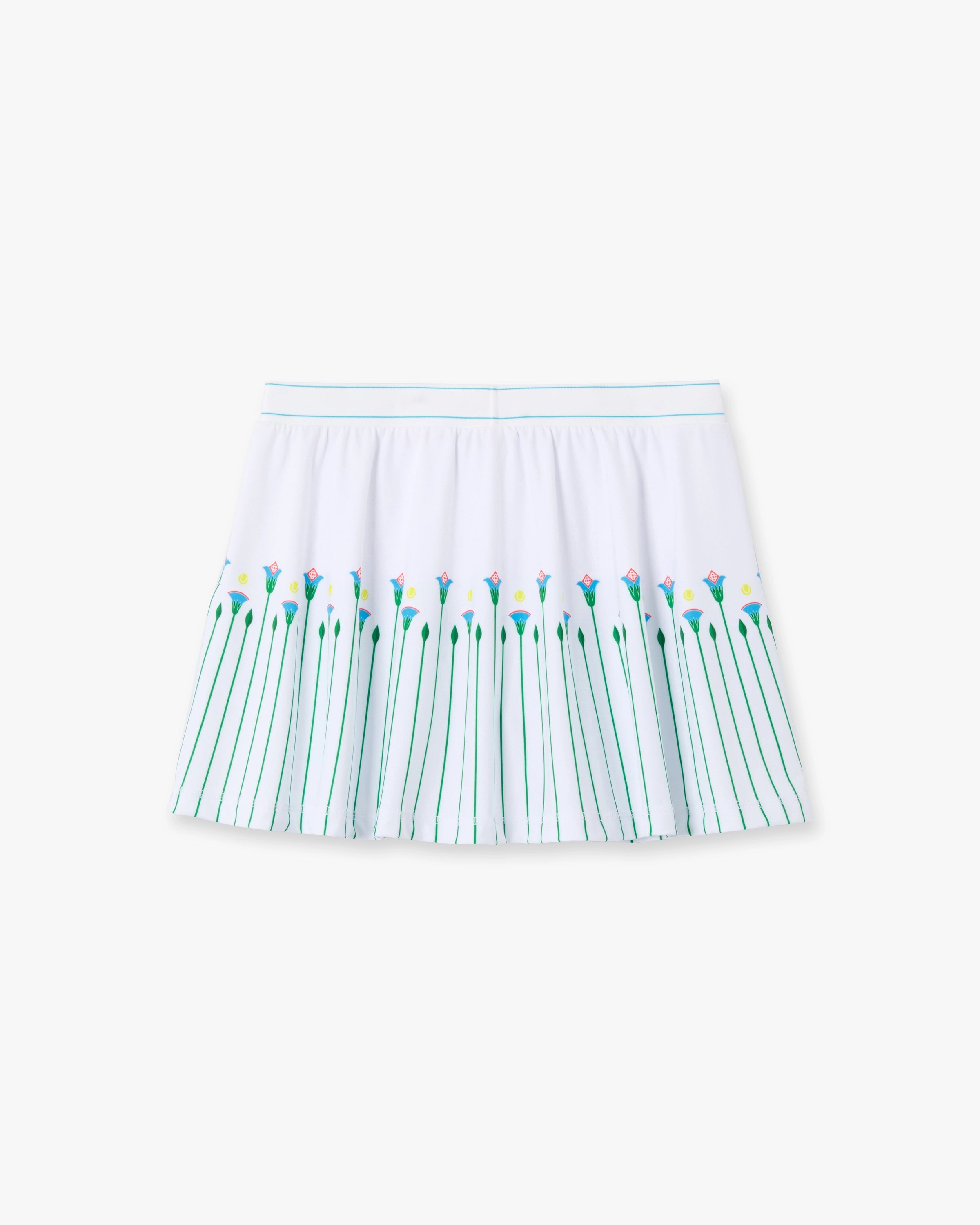 White Floral Stripe Sporty Tennis Mini Skirt