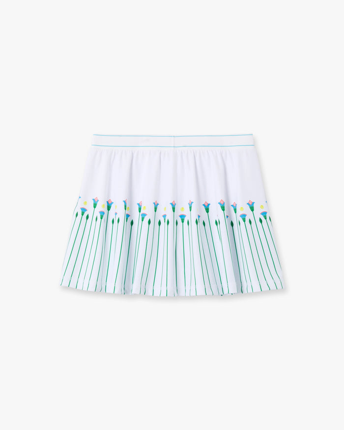 White Floral Stripe Sporty Tennis Mini Skirt