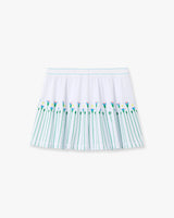 White Floral Stripe Sporty Tennis Mini Skirt