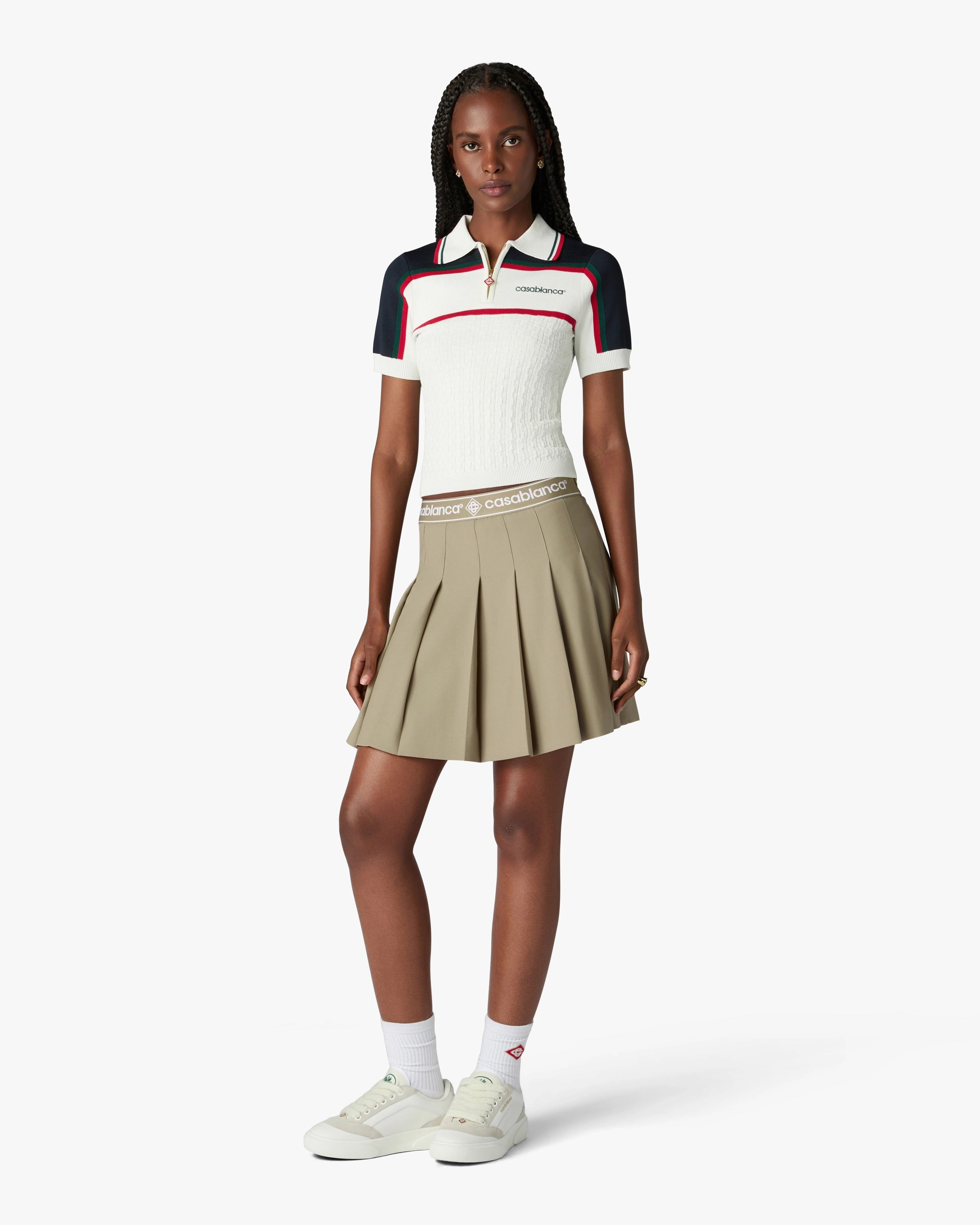 Light Brown Pleated Mini Skirt