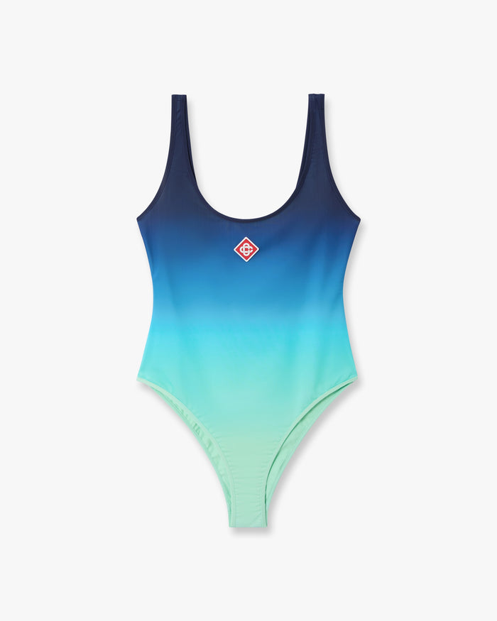 Blue & Green Gradient Printed Swimsuit