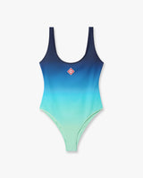 Blue & Green Gradient Printed Swimsuit