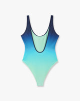 Blue & Green Gradient Printed Swimsuit
