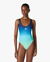 Blue & Green Gradient Printed Swimsuit