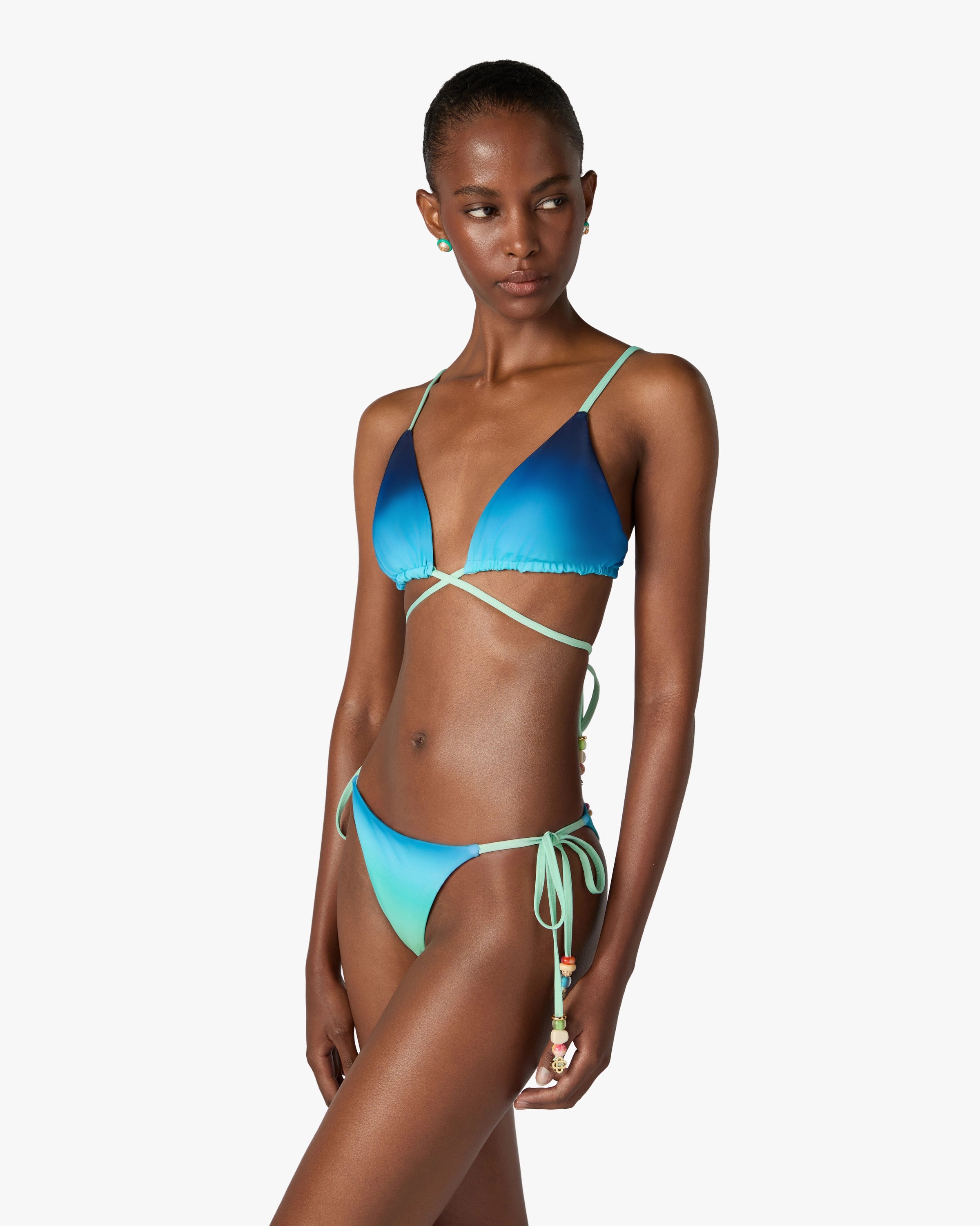Blue & Green Gradient String Beaded Bikini Bottom