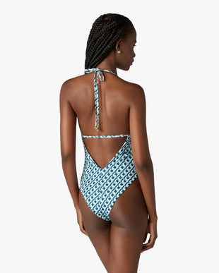 Green Cubist CC Monogram Plunge Swimsuit