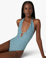 Green Cubist CC Monogram Plunge Swimsuit