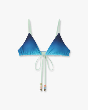 Blue & Green Gradient String Beaded Bikini Top
