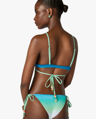 Blue & Green Gradient String Beaded Bikini Top