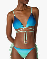 Blue & Green Gradient String Beaded Bikini Top