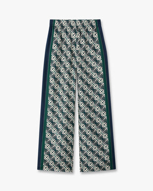 Green & Navy Check Monogram Silk Trousers