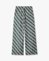 Green & Navy Check Monogram Silk Trousers