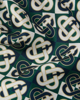 Green & Navy Check Monogram Silk Trousers