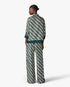 Green & Navy Check Monogram Silk Trousers