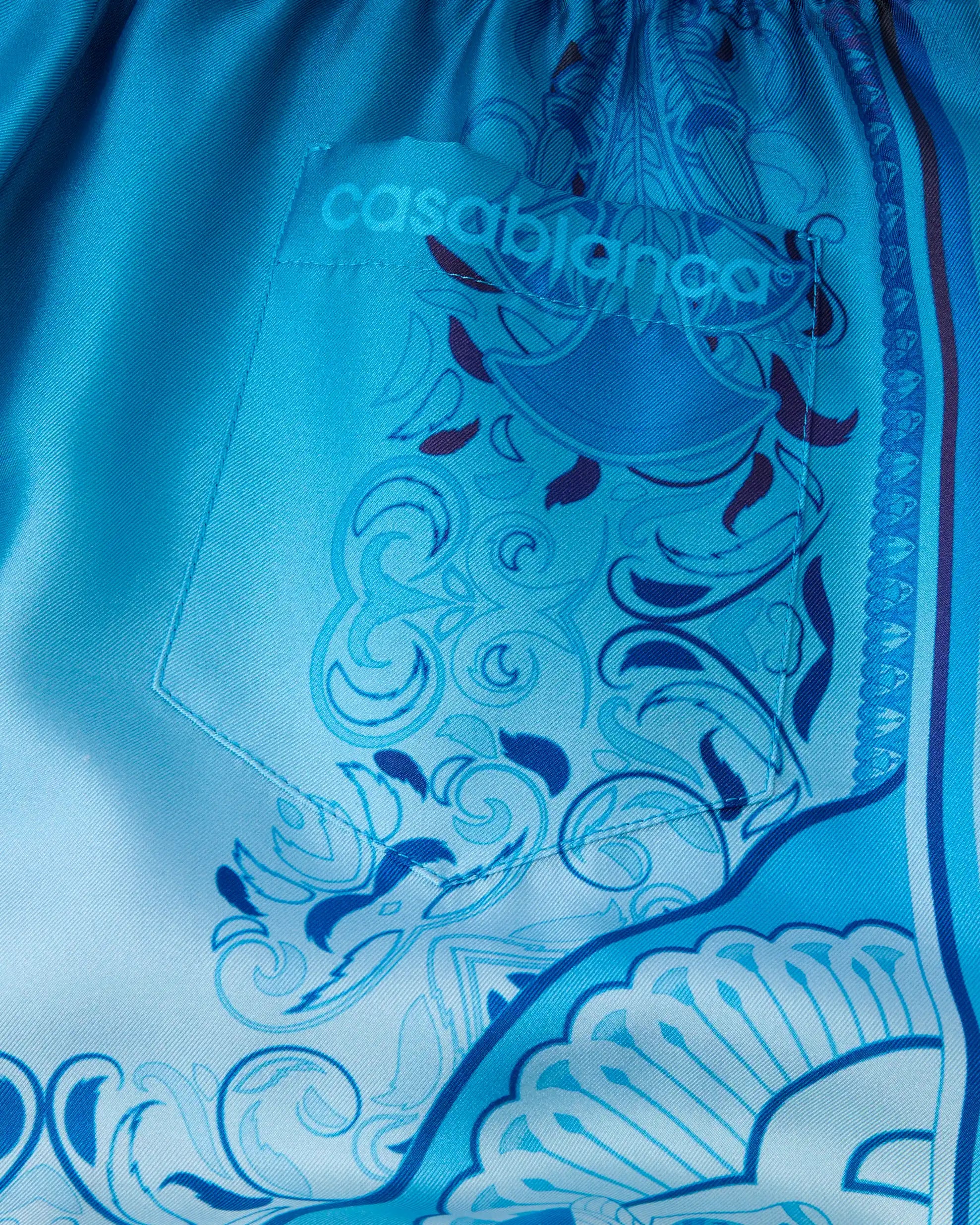 Blue Gradient Egyptian Rug Silk Shorts