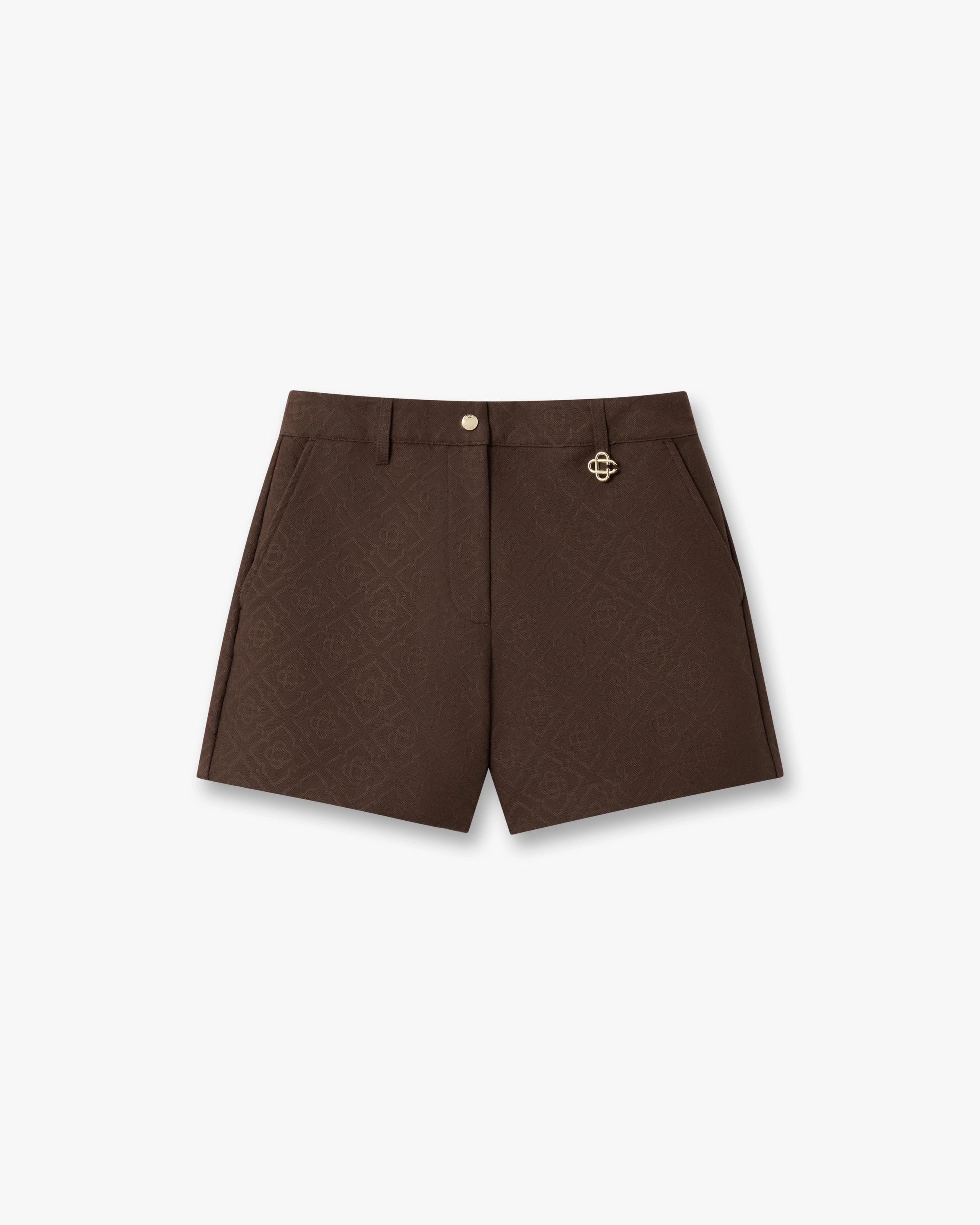 Dark Brown Cotton Monogram Shorts