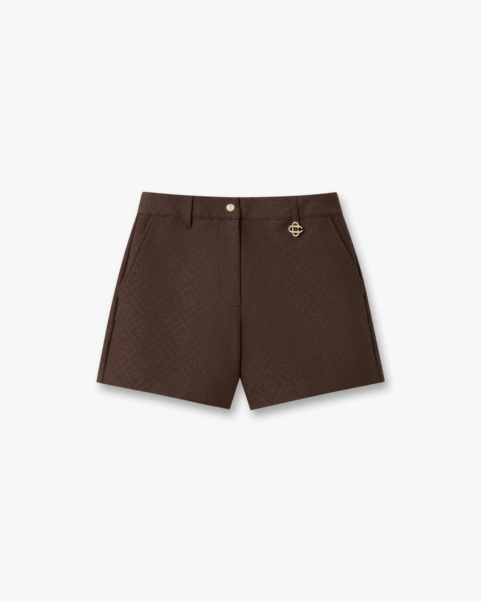 Dark Brown Cotton Monogram Shorts