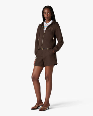 Dark Brown Cotton Monogram Shorts