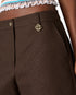 Dark Brown Cotton Monogram Shorts