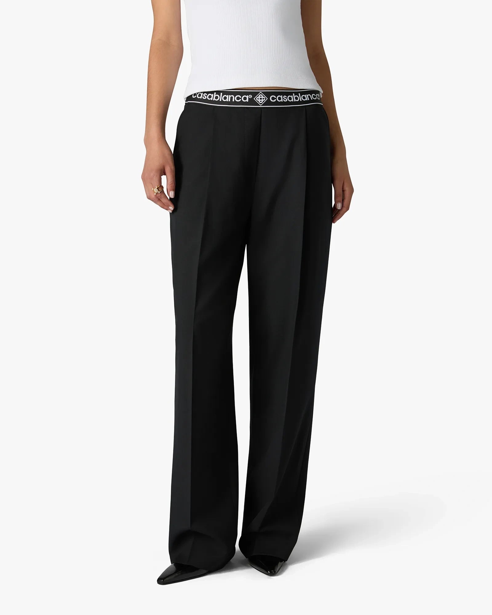 Black Wool Tailored Trousers