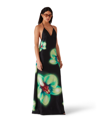 Orchid Glitch Silk Dress