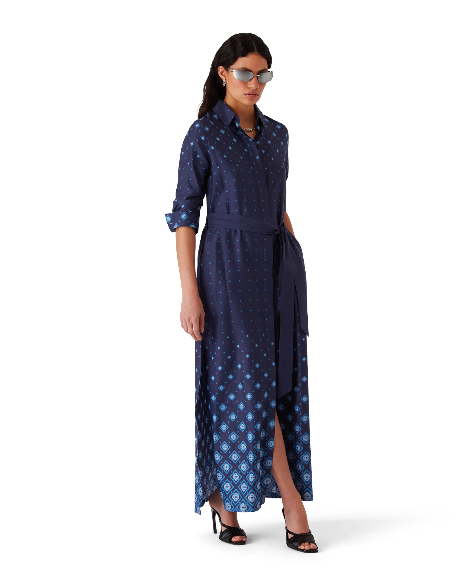 Gradient Silk Shirt Dress