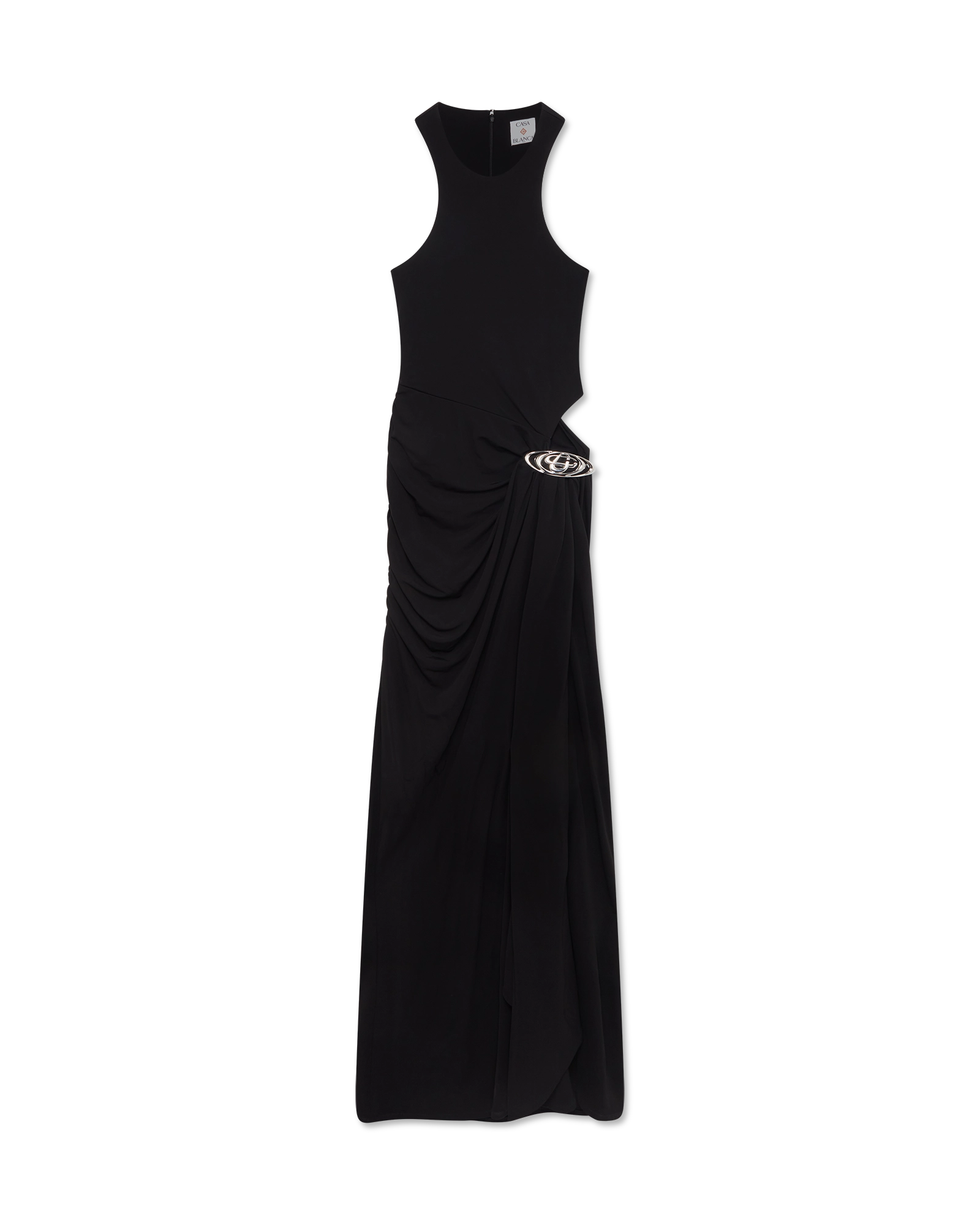 Black Draped Maxi Dress