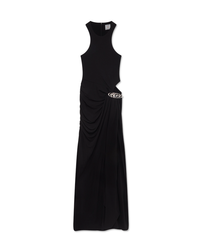 Black Draped Maxi Dress