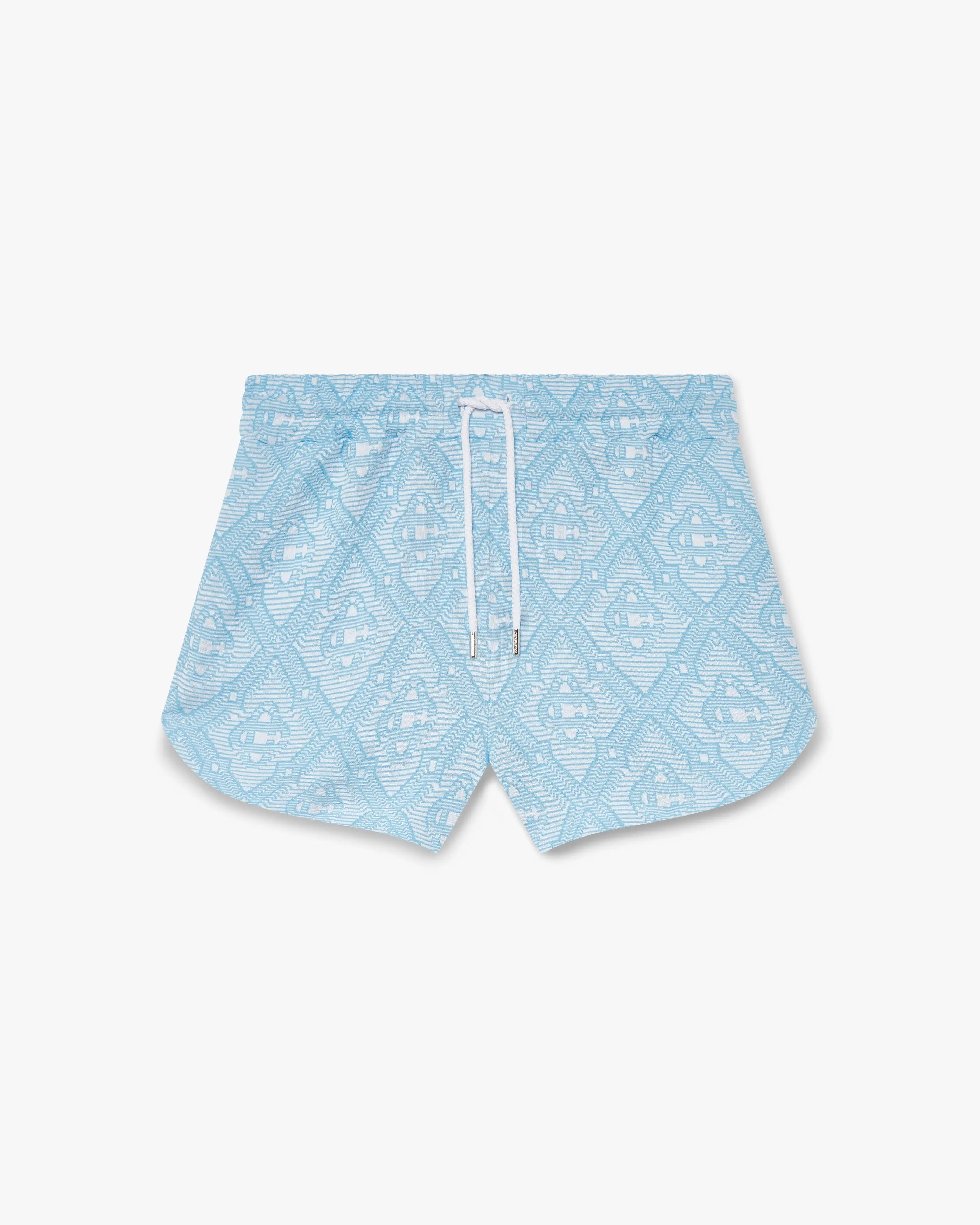 Pale Blue and White Jacquard Shorts
